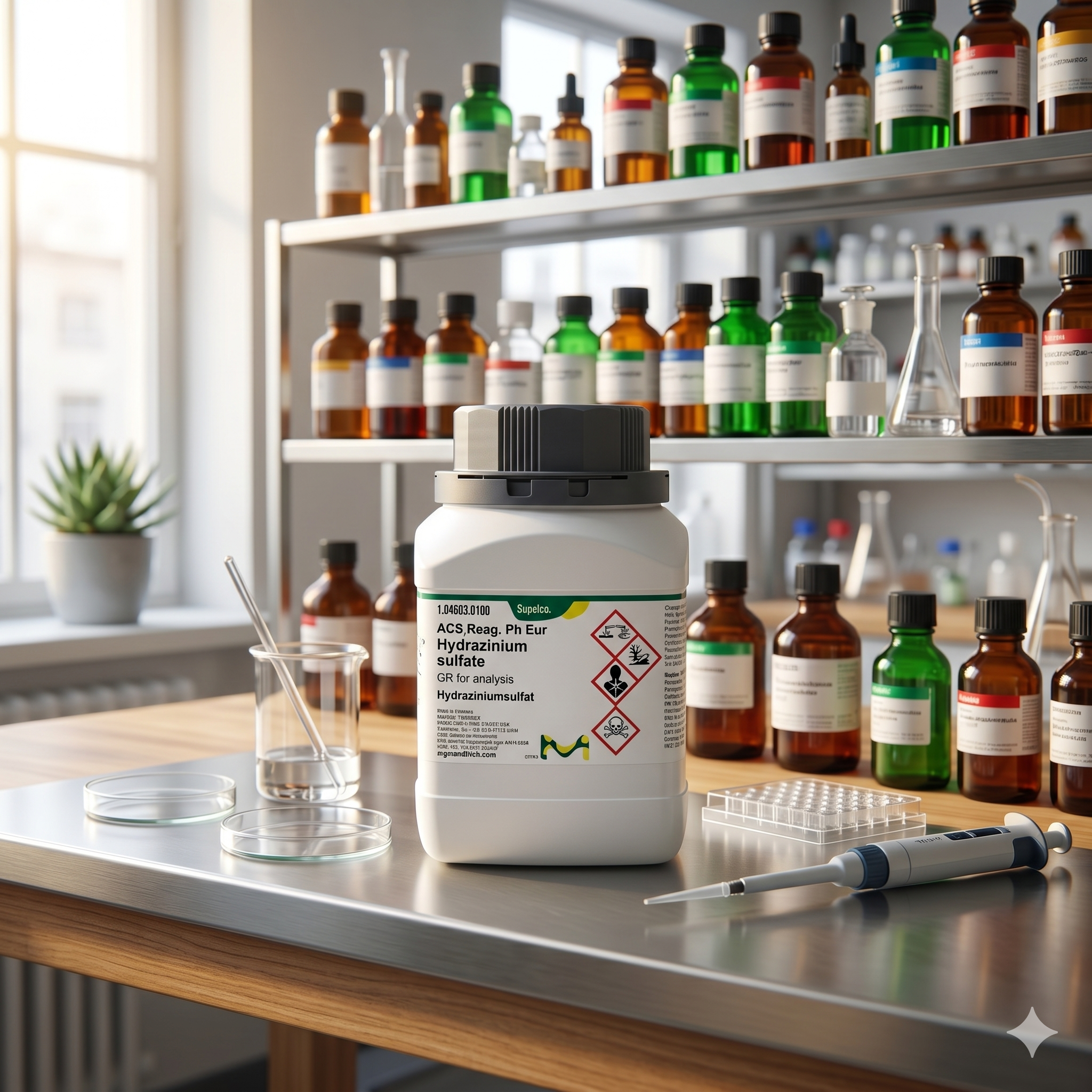 Hydrazinium Sulfate ACS Reag. Ph Eur 104603 dari Supelco Merck merupakan reagen laboratorium berkualitas tinggi untuk kebutuhan analisis, penelitian, quality control, farmasi, dan aplikasi industri. Cocok digunakan pada laboratorium profesional dengan standar analitik tinggi.