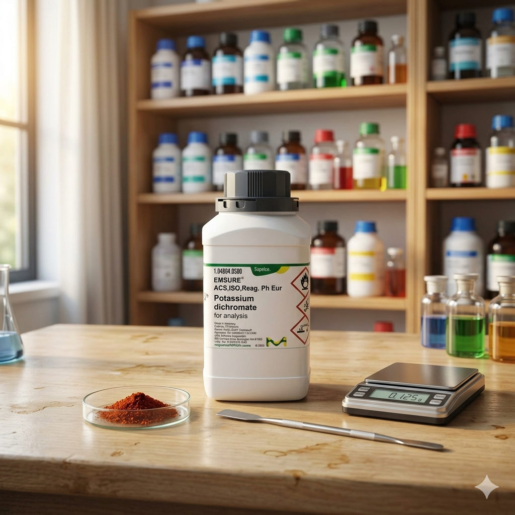 Potassium Dichromate EMSURE® ACS ISO Reag. Ph Eur 104864 dari Supelco Merck merupakan reagen laboratorium berkualitas tinggi untuk kebutuhan analisis kimia, titrasi, quality control, penelitian, dan aplikasi laboratorium profesional.