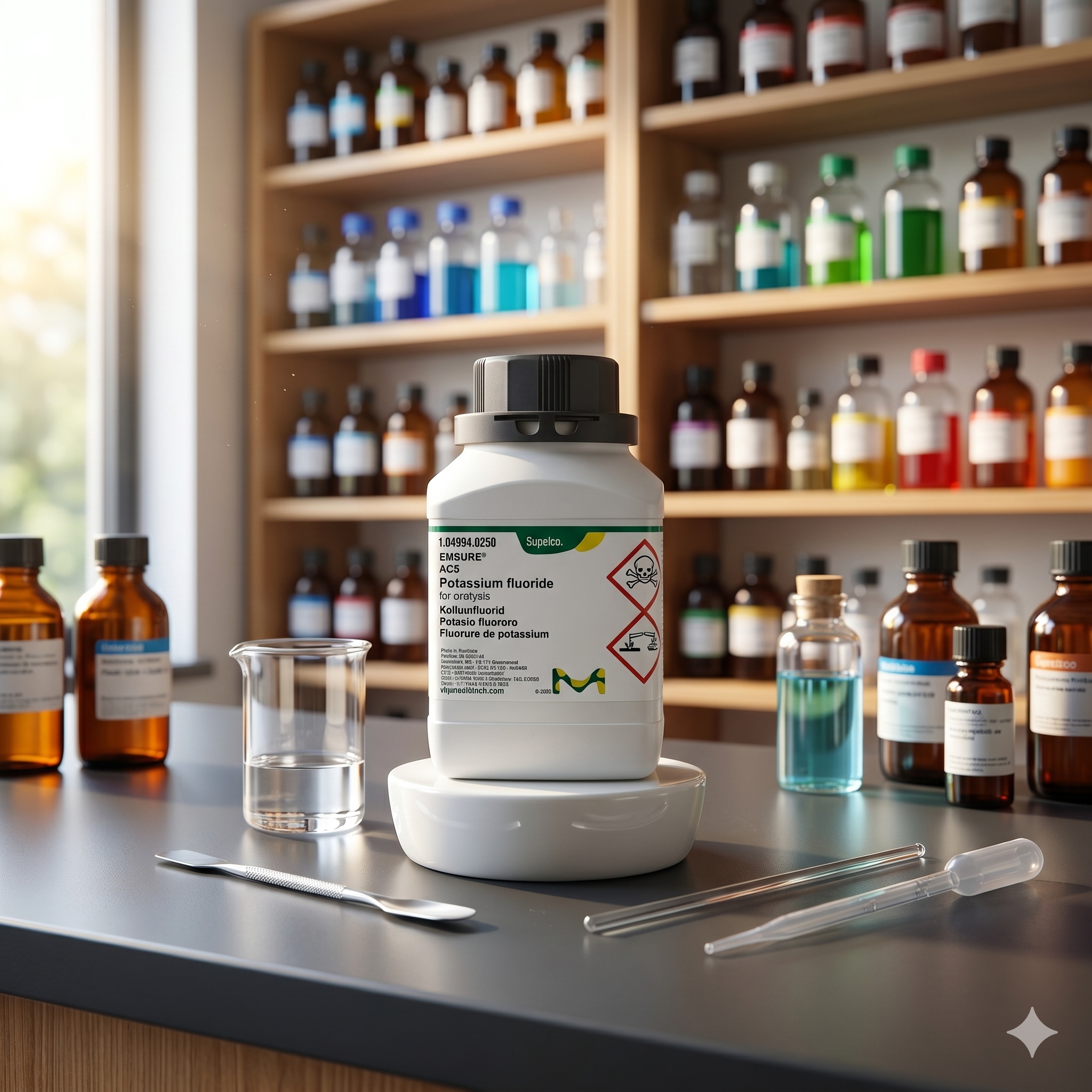 Potassium Fluoride EMSURE® Merck 104994 adalah bahan kimia analytical grade berkualitas tinggi untuk kebutuhan laboratorium, penelitian, quality control, pendidikan, dan aplikasi industri. Memenuhi standar ACS untuk hasil analisis yang akurat, stabil, dan konsisten.