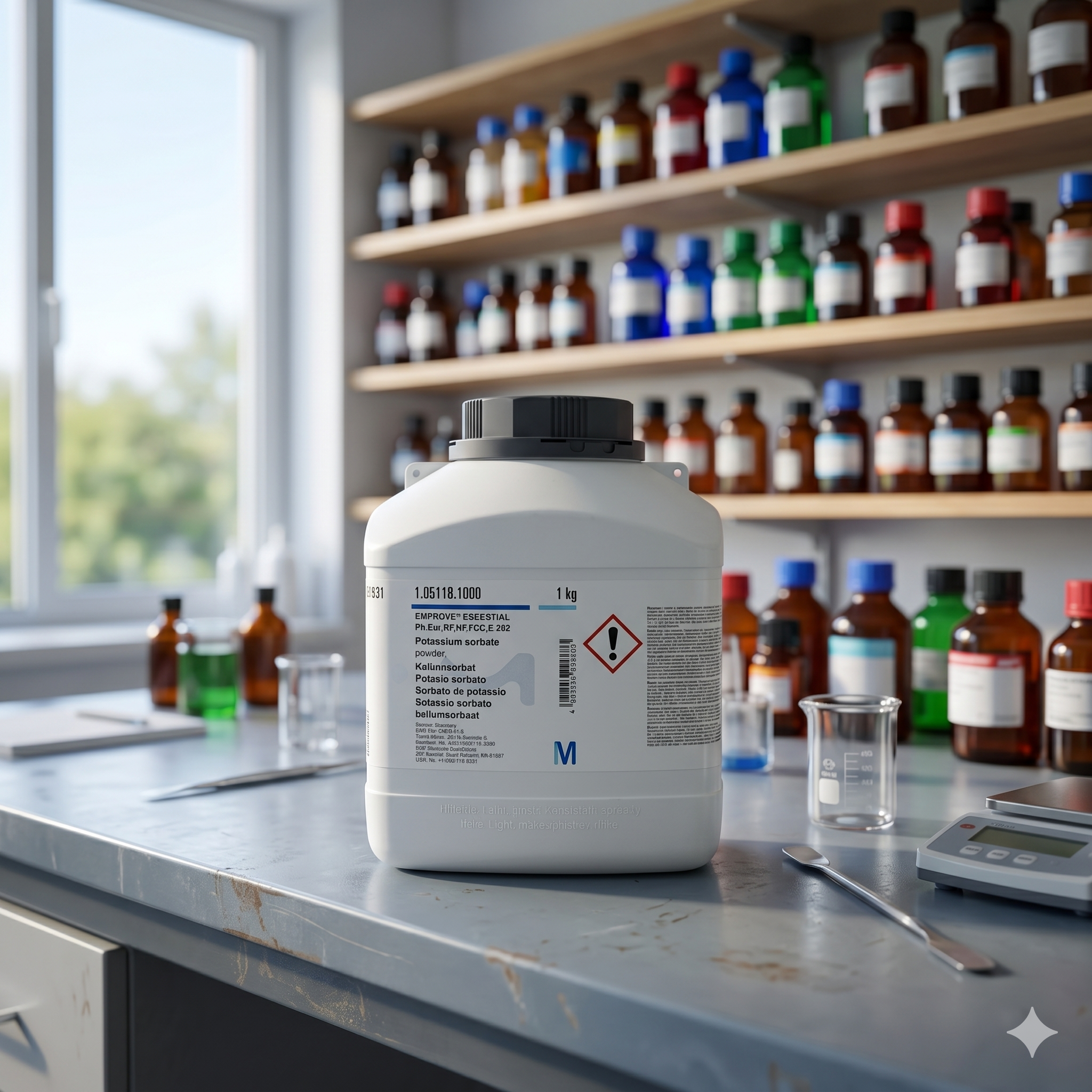 Potassium Sorbate EMPROVE® ESSENTIAL Merck 105118 adalah bahan kimia dan food preservative berkualitas tinggi dengan standar Ph Eur, BP, NF, dan FCC. Cocok digunakan untuk industri makanan, minuman, farmasi, kosmetik, laboratorium QC, penelitian, dan aplikasi industri yang membutuhkan pengawet berkualitas tinggi dengan kemurnian dan stabilitas optimal.