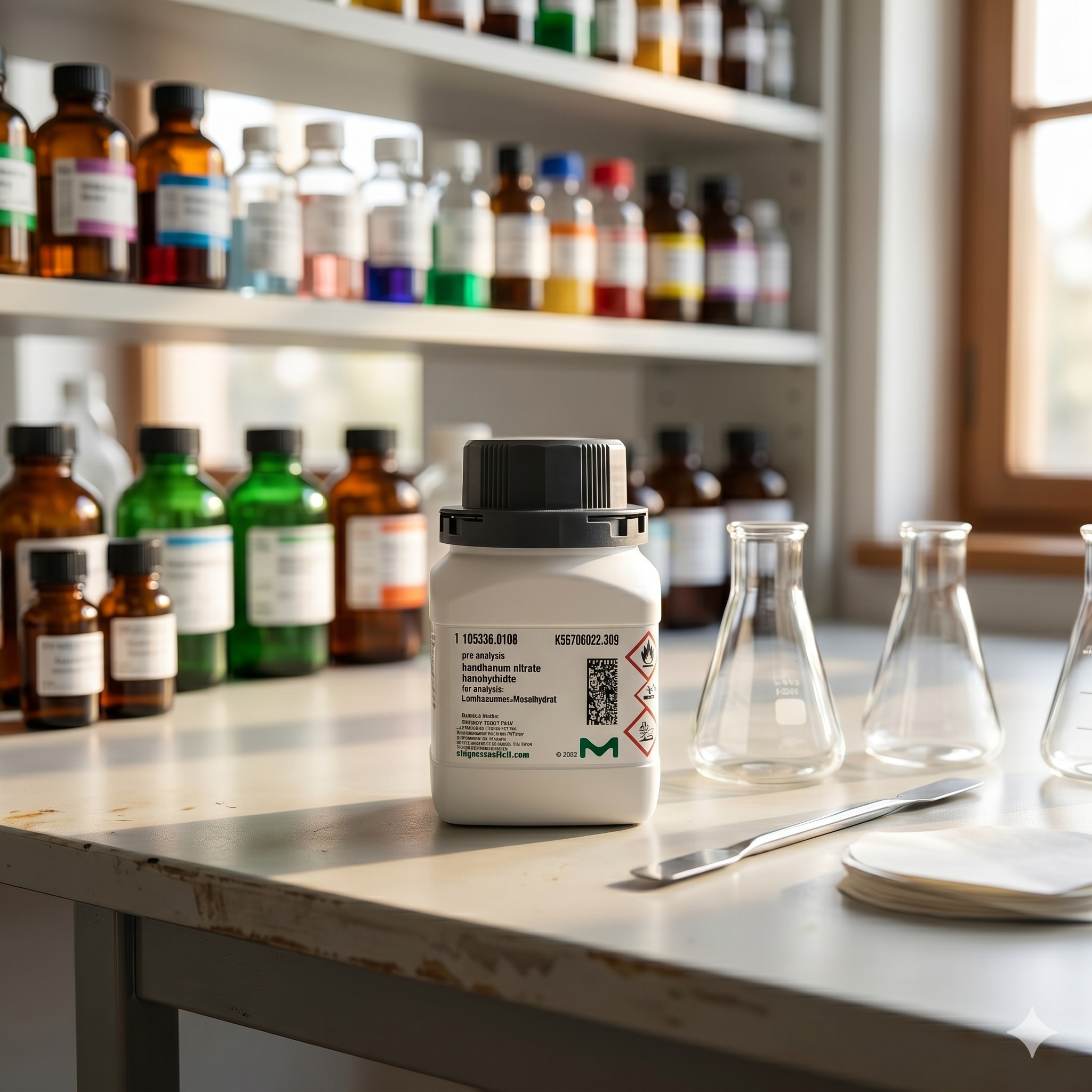 Lanthanum Nitrate Hexahydrate Merck 105326 merupakan bahan kimia analytical grade berkualitas tinggi untuk kebutuhan laboratorium, penelitian, analisis kimia, quality control, pendidikan, dan aplikasi industri. Cocok digunakan pada laboratorium profesional yang membutuhkan reagen dengan kemurnian tinggi dan performa stabil.