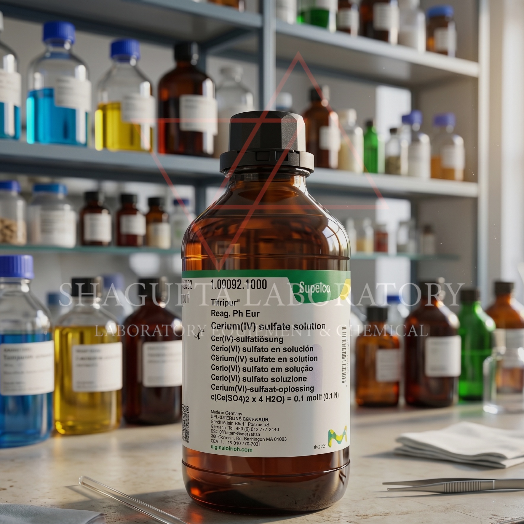 Cerium(IV) Sulfate Solution Merck 1 Liter 0.1 mol/L 1.09092.1000 – Larutan Cerium Sulfat Reagen Titrasi Redoks
