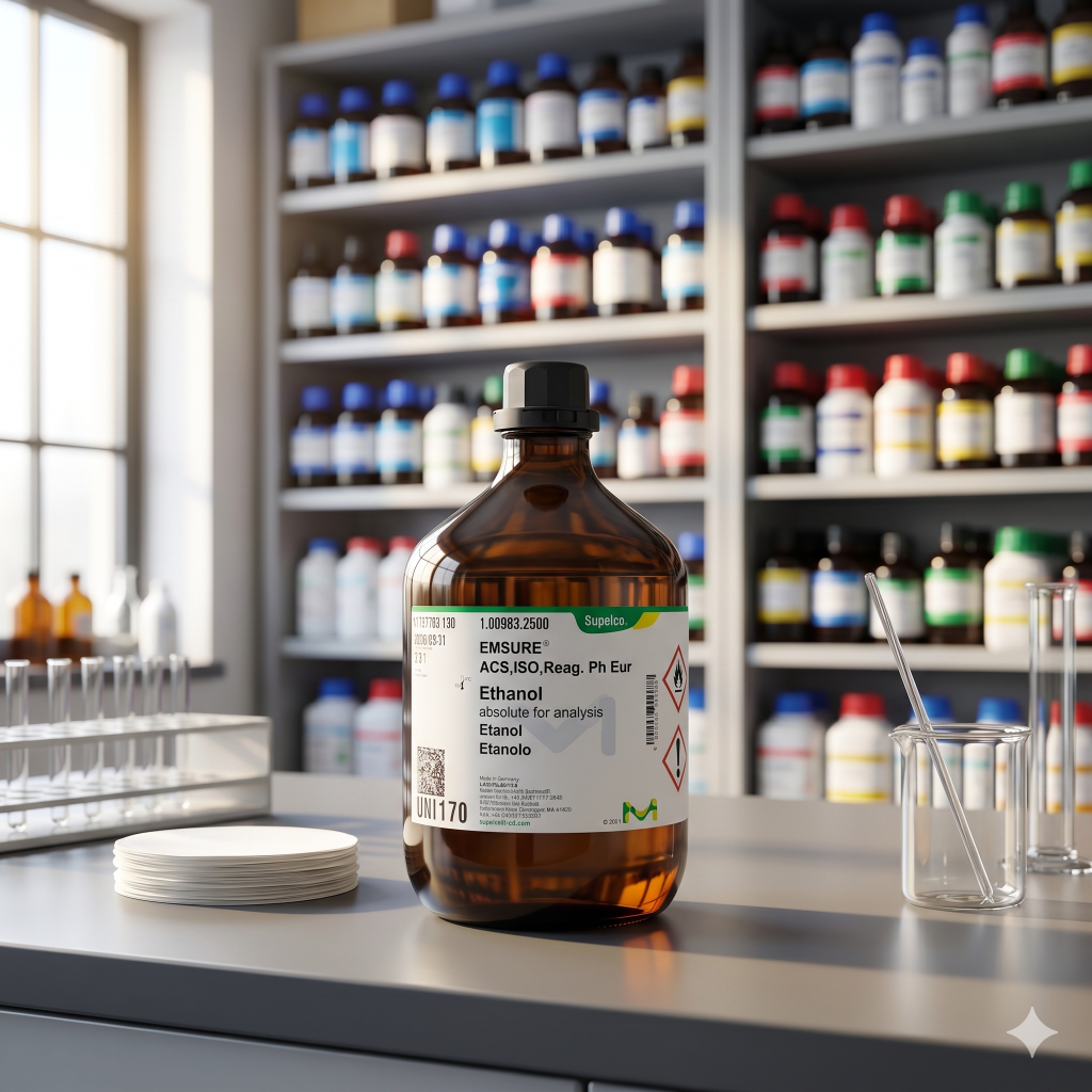 Ethanol Absolute EMSURE® Merck 50ML – Ethanol for Analysis ACS ISO Reag. Ph Eur Original (REPACK)