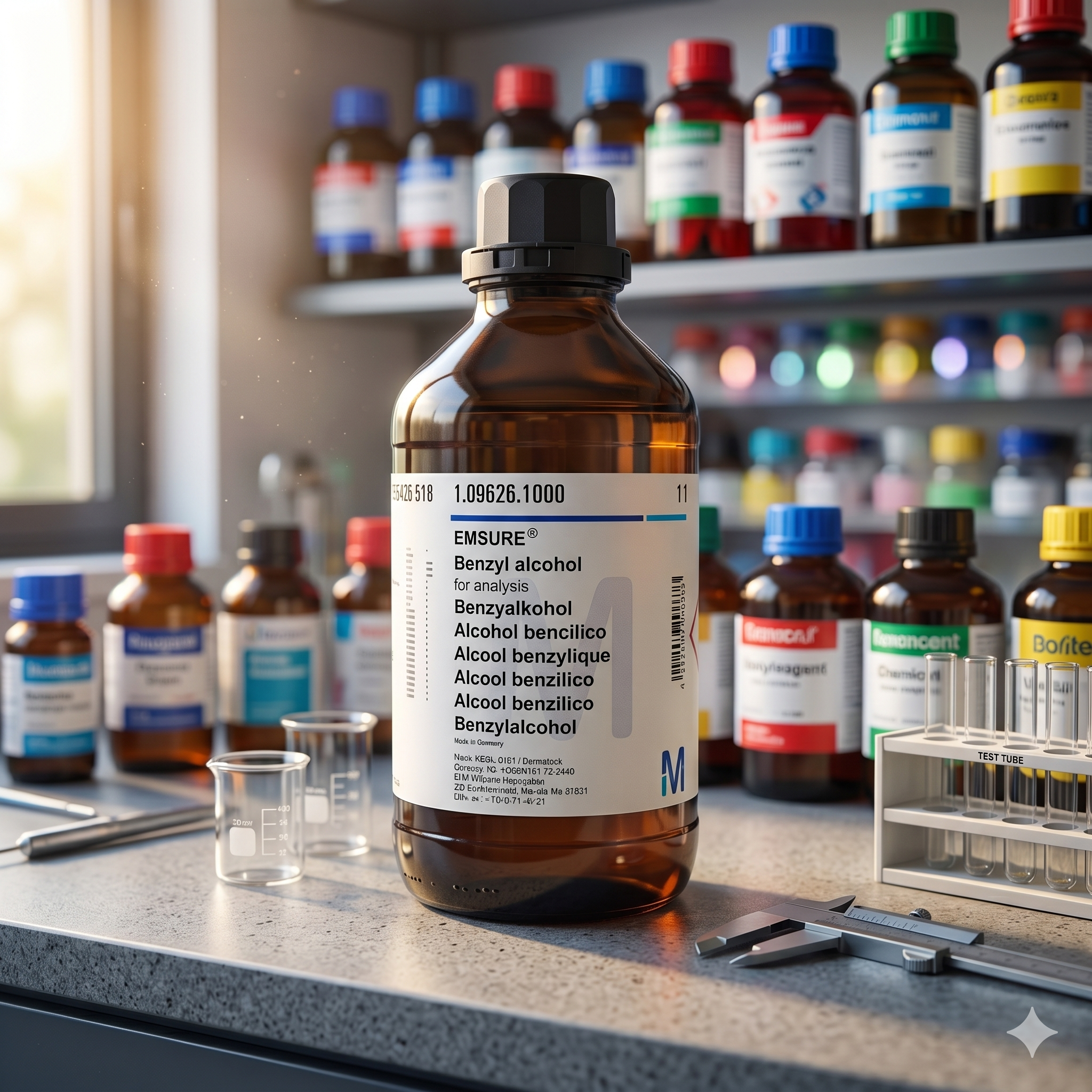 EMSURE Benzyl Alcohol 1096261000 for Analysis Merck – Benzyl Alcohol PA Reagent Grade 1L untuk Laboratorium & Industri 50ML (REPACK)