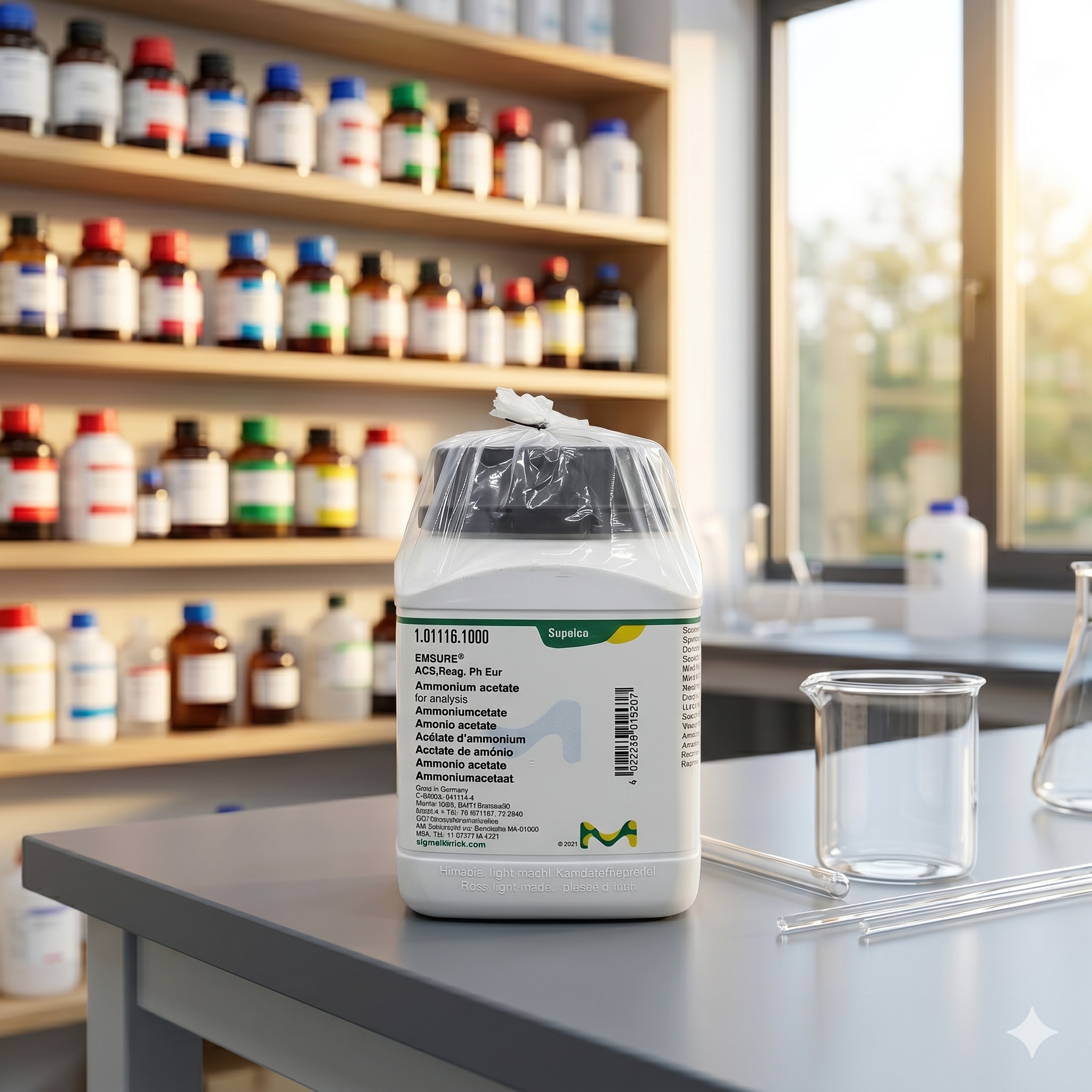 Ammonium Acetate EMSURE® ACS Reag Ph Eur Merck 101116 1GR – Bahan Kimia Laboratorium (REPACK)