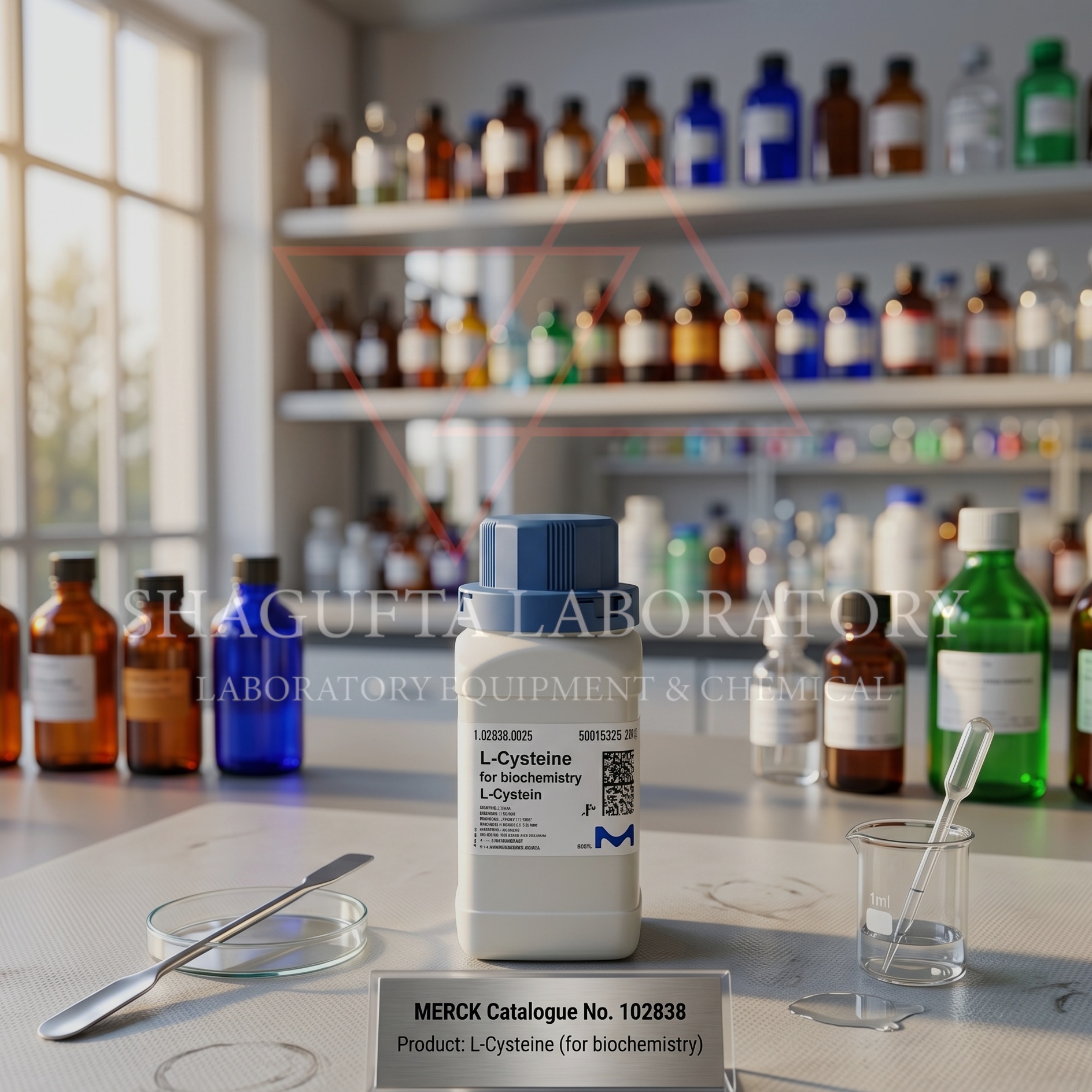 L-Cysteine for Biochemistry dari Merck merupakan reagen kimia berkualitas tinggi untuk aplikasi laboratorium, biokimia, penelitian, QC, pendidikan, dan industri. Memiliki tingkat kemurnian tinggi dan cocok digunakan untuk kultur mikrobiologi, analisis biokimia, formulasi media, serta aplikasi riset molekuler.