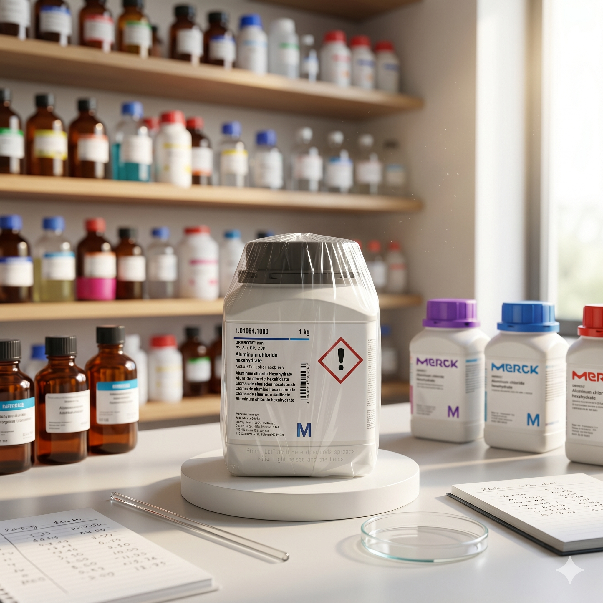 Aluminium Chloride Hexahydrate EMPROVE® EXP Ph Eur BP USP Merck 101084 25GR – Bahan Kimia Farmasi Laboratorium (REPACK)