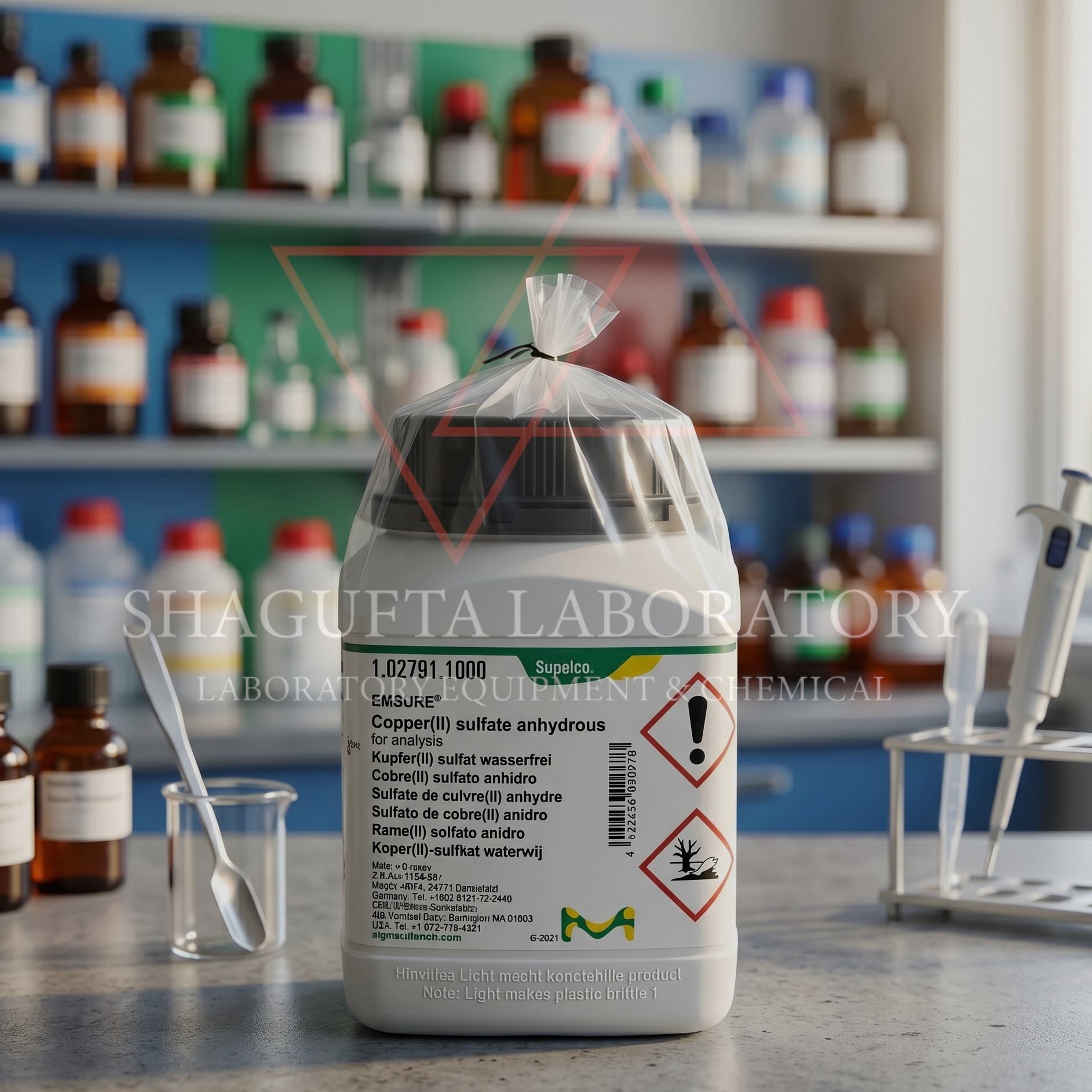 Copper(II) Sulfate Anhydrous EMSURE® Supelco Merck 1 Kg adalah bahan kimia laboratorium kualitas analytical grade dengan kemurnian tinggi untuk kebutuhan analisis, penelitian, quality control, pendidikan, dan aplikasi industri. Cocok digunakan sebagai reagent laboratorium, sintesis kimia, dan aplikasi pengujian analitik.