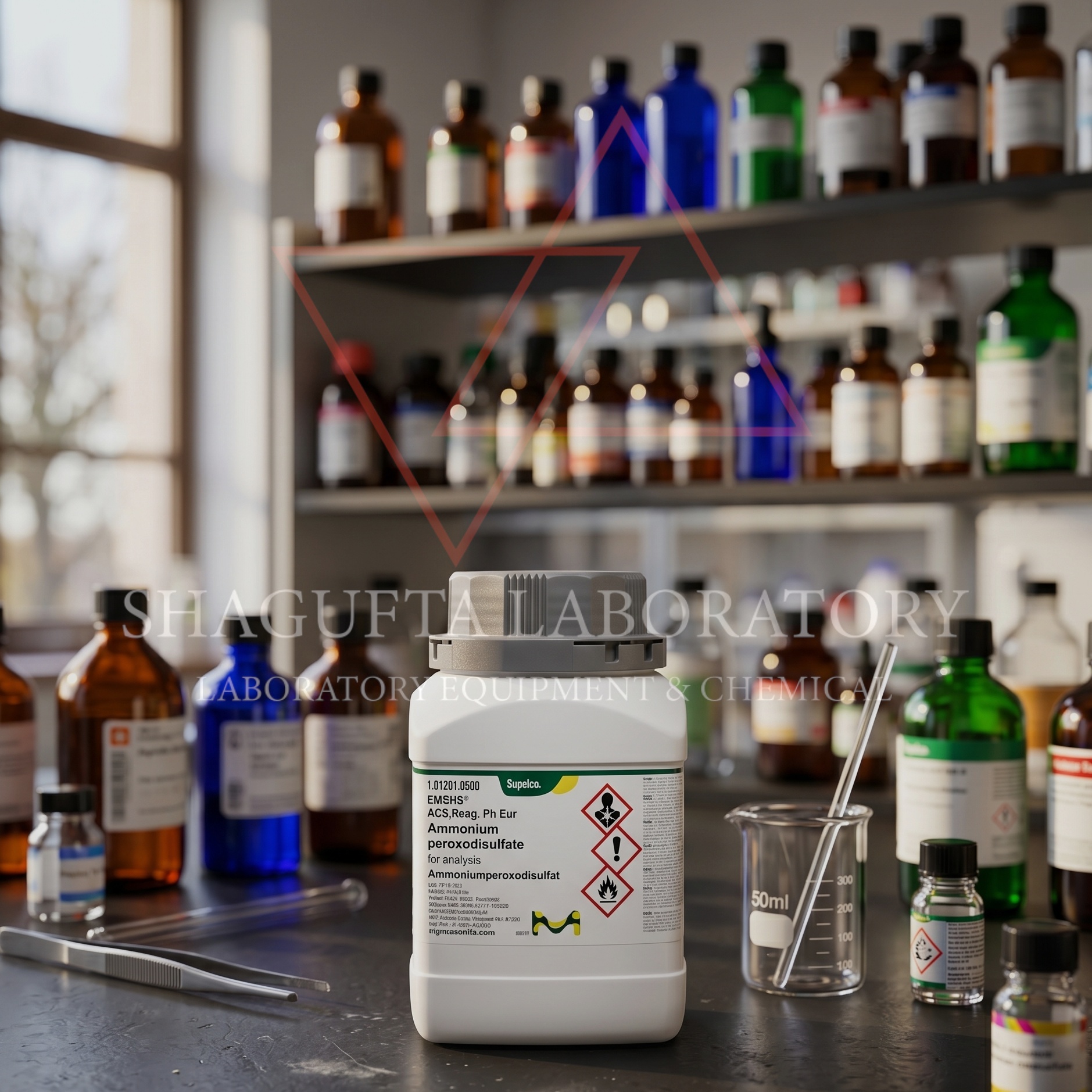 Ammonium Peroxodisulfate EMSURE ACS Reag. Ph Eur dari Supelco Merck merupakan bahan kimia laboratorium berkualitas tinggi untuk kebutuhan analisis, penelitian, quality control, pendidikan, dan aplikasi industri. Memiliki kemurnian tinggi dan cocok digunakan sebagai oksidator serta reagen analitik laboratorium profesional.