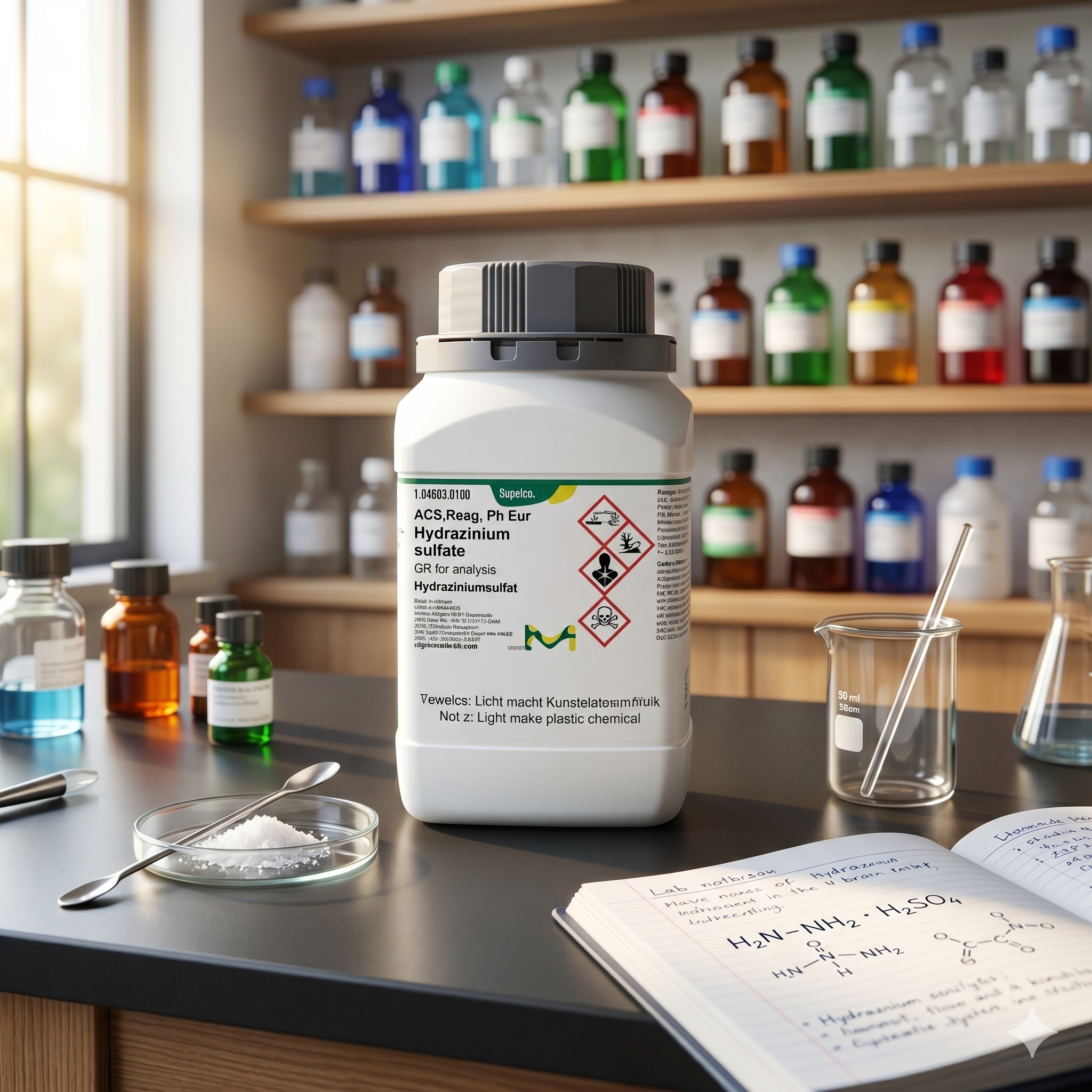 Hydrazinium Sulfate ACS Reag. Ph Eur Supelco 1GR Merck 104603 untuk Analisis Laboratorium (REPACK)