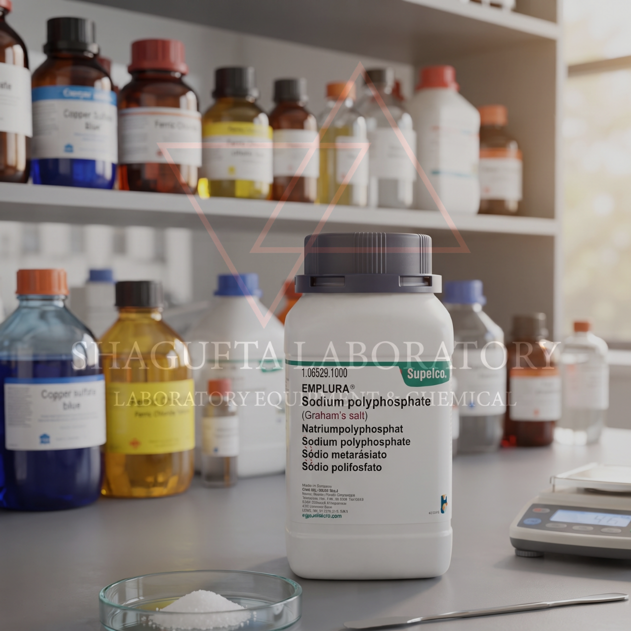 Merck Sodium Polyphosphate (Graham's Salt) 106529 1KG EMPLURA® – Sodium Polyphosphate / Natrium Polifosfat / Graham's Salt / Sodium Metaphosphate / (NaPO₃)ₙ